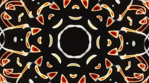 Abstract Fast Flash Kaleidoscope Orange and White Led Neon Vj Loop Animation Background