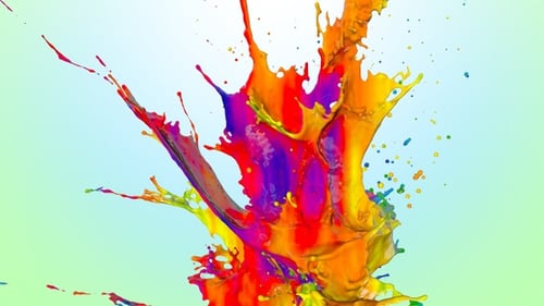 Vibrant Paint Splash Explosion with Fluid Colors