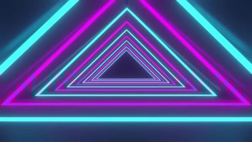 Seamless Neon Blue Purple Triangle Tunnel Loop