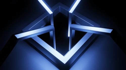 Metal Silhouettes of Hexagons Rotating Around the Square Shaped Hole Seamless Loop