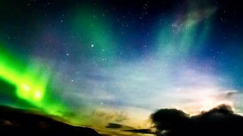 Aurora and stars at the night in Iceland