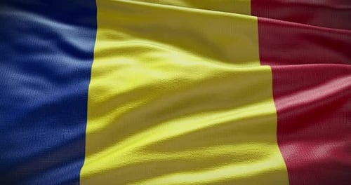 Realistic Waving Romanian Flag Seamless Loop