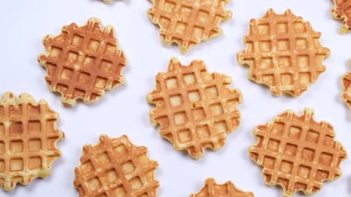 Waffle Pattern on White Background, Food Still Life