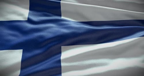 Realistic Waving Finland National Flag Loop Animation