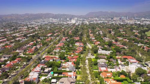 Panoramic Aerial View of Los Angeles Suburban Life