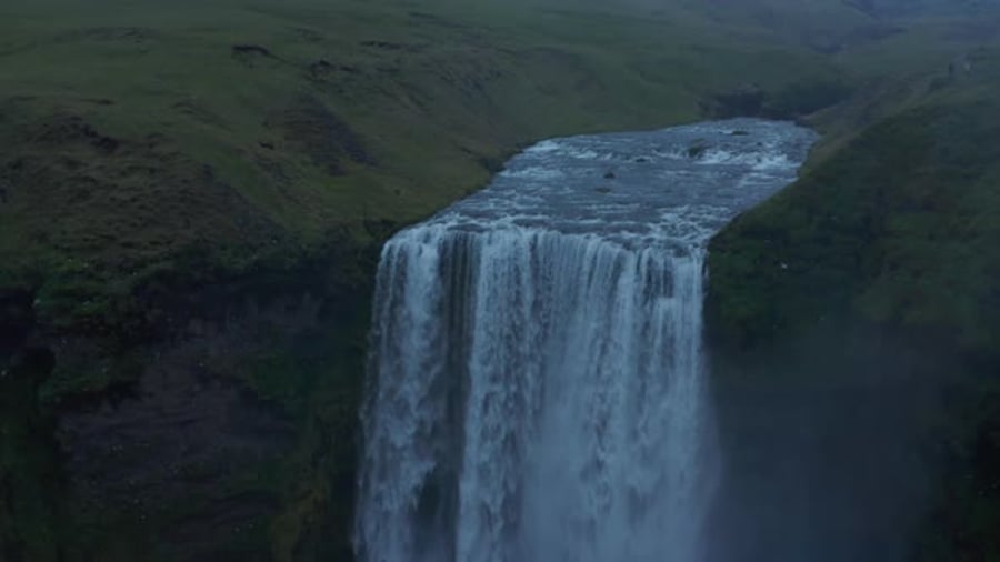 Cover for Aerial Drone View of Skogafoss Waterfall One of the Most Famous in South Iceland