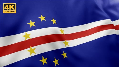 Realistic Cape Verde National Flag Waving Seamless Loop