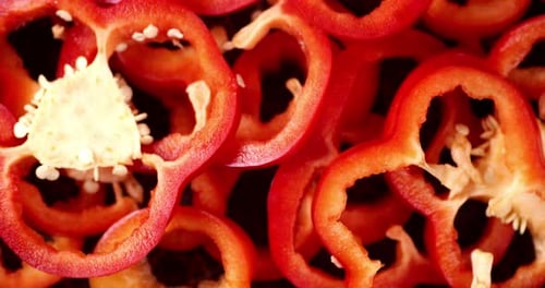 Macro Close Up of Red Bell Pepper Slices