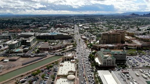 Aerial View of Scottsdale Desert City in Arizona East of State Capital Phoenix.