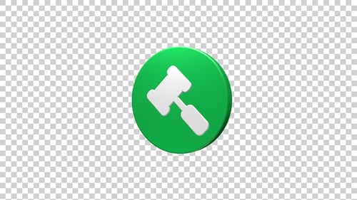 Modern 3D Gavel Icon Spinning Loop Animation