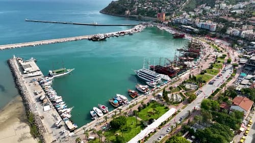 Pirate Harbor aerial view Turkey Alanya 4 K