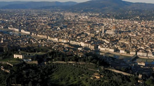 Aerial View of Florence, Italy on Sunny Day