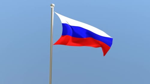 Realistic Russian Flag Waving in Wind Animation