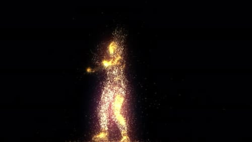 Energetic Glowing Particle Dancer Silhouette