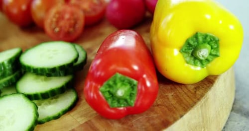 Bright Vegetables on Cutting Board