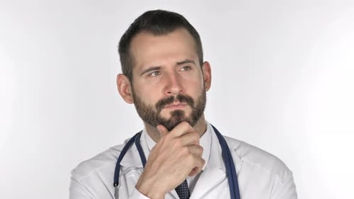 Pensive Doctor Thinks About Problem Solution