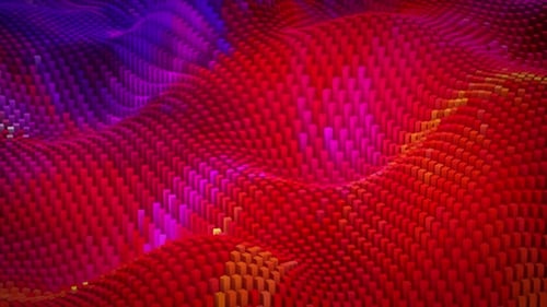 Abstrata superfície cúbica colorida em movimento aleatório