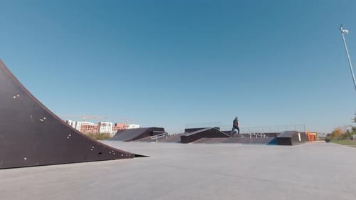 Man Roller Skates Park Slow Motion