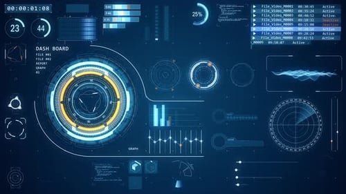 HUD-Technologie-Schnittstellenbildschirm mit futuristischen Elementen abstrakter Hintergrund