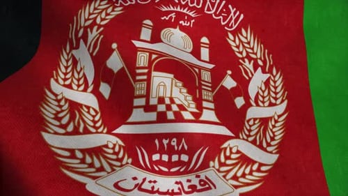 Flag of Afghanistan Waving in Slow Motion with Cloth Texture Footage