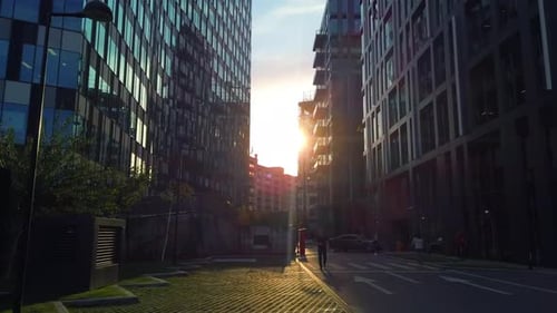 Corporate building Real Estate , office buildings with glass reflections Bucharest Romania