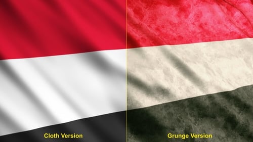 Animated Waving Flag of Yemen with Grunge Texture Effect