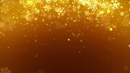 Christmas Gold Snowflake Background with Glitter Particles