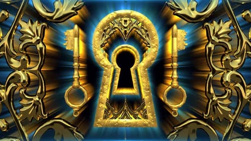 Ornate Golden Keyhole and Keys Reveal Animation