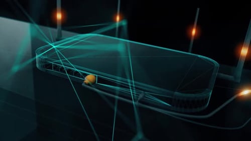 Futuristic Network Data Flow with Router Animation