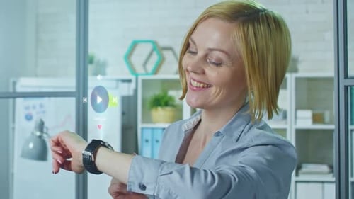 Futuristic Holographic Smart Watch Music Player Interface