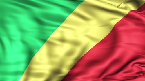Republic of Congo National Flag Waving in Realistic Fabric Animation