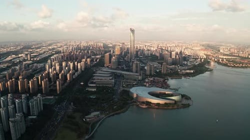 CBD buildings by Jinji Lake in Suzhou