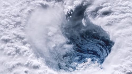Aerial View of Swirling Hurricane Eye from Space