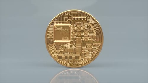 Modern 3D Animated Golden Bitcoin Coin Rotation