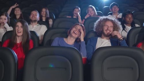 Emotional Friends Watching Comedy Cinema