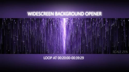 Widescreen Abstract Purple Glowing Particle Digital Rain Background