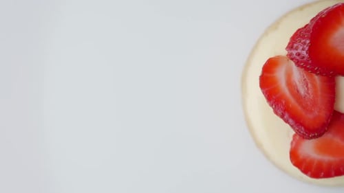 Dessert Pastry with Strawberries Close Up Shot