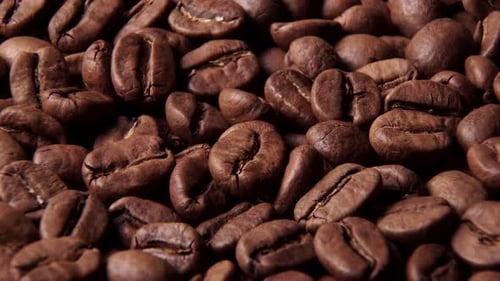 Close Up View of Dark Roasted Coffee Beans