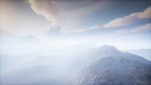 Volcano Crater Landscape with Fog