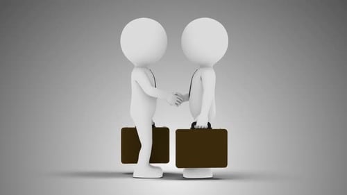 3D Man Two Businessmen Shaking Hands 01 Loop with Alpha