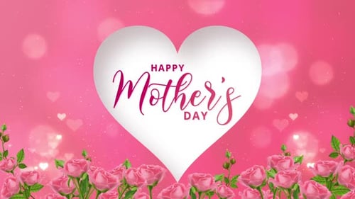 Happy Mother's Day Animated Card with Pink Roses and Heart