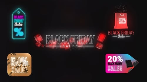 Animated Black Friday Sales Graphic Elements Pack