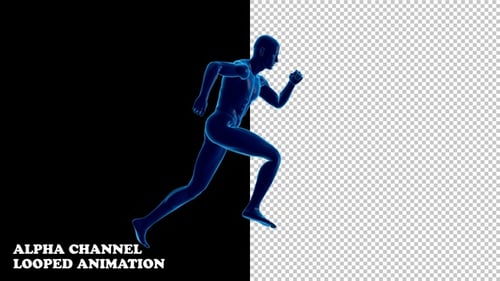 Futuristic Blue Glowing Running Man Animation