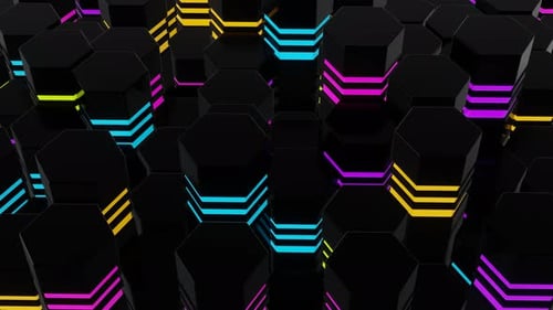 Neonwürfelwellenhintergrund | Abstrakte 3D-Bewegungsgrafikschleife | Unternehmens- Tech 4K