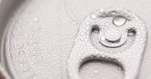 Condensation on a Refreshing Silver Soda Can