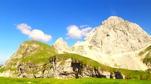 Under Clear Summer Sky and Big Rocky Mountains