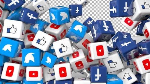 3D Social Media Icons Falling Transition