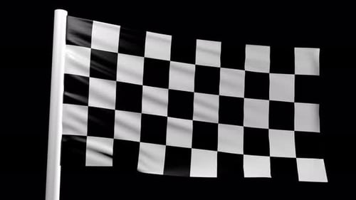 Realistic Waving Checkered Flag Alpha Channel Motion Graphic