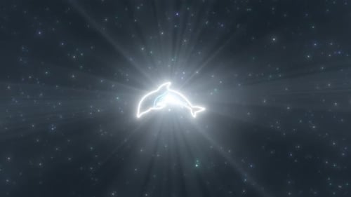 Ozean Dolphin Wassertier Form Umriss Glühen Neonlichter Tunnel - 4K
