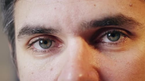 Intense Close-Up of Man's Face and Eyes
